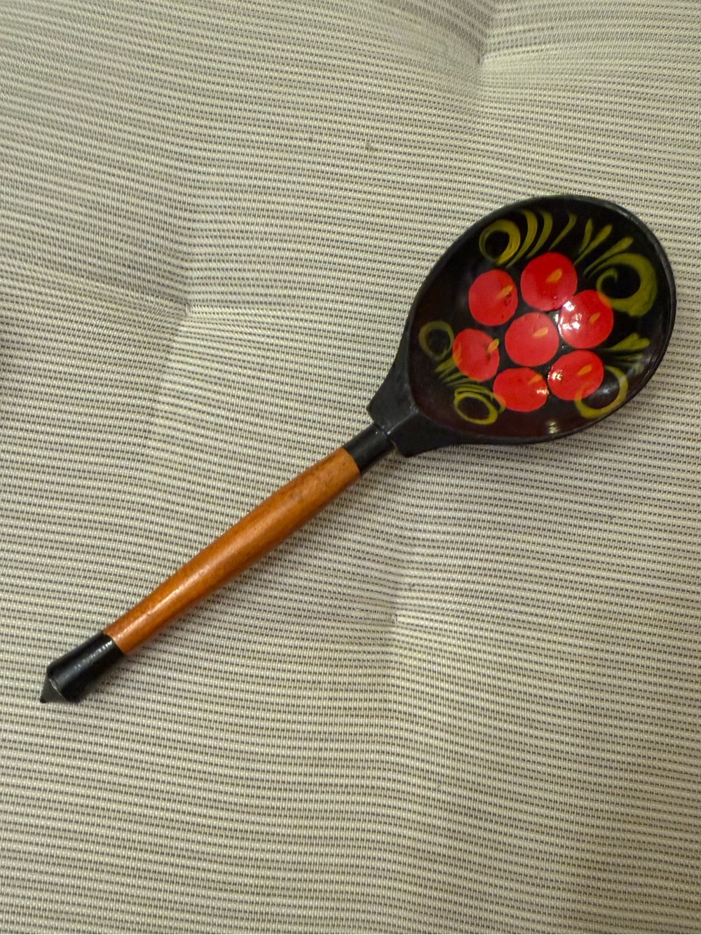 Hand-Painted Black and Red Decorative Serving Spoon - Unbranded